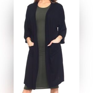 Yelete long open front cardigan duster. Black Size Large
